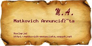 Matkovich Annunciáta névjegykártya